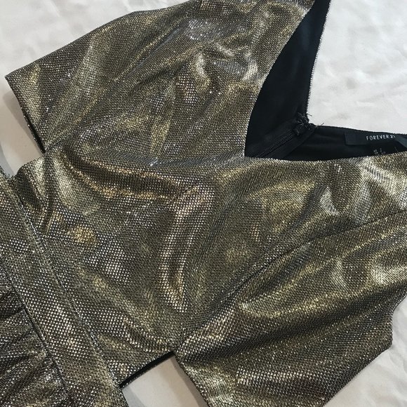 Forever 21 metallic gold fit and flare dress - Picture 5 of 7